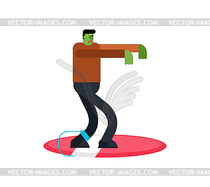 Zombie surfer. Dead man and surfboard. monster and - color vector clipart