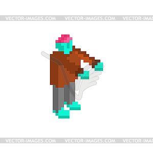 Zombie pixel art. 8 bit Dead man monster. - vector image