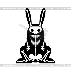 Skeleton Rabbit cartoon . Skull hare - vector clipart