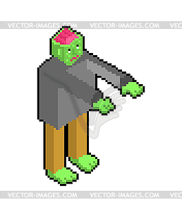 Zombie pixel art. 8 bit Dead man monster. - vector clip art