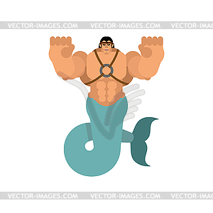 Mermaid man . Strong underwater inhabitants. illu - vector clipart