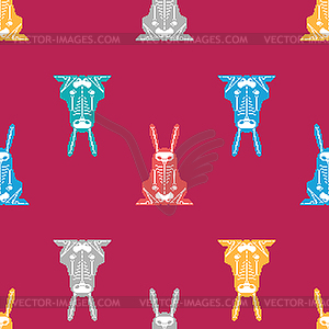 Skeleton Rabbit pixel art pattern seamless. 8 bit - vector clip art