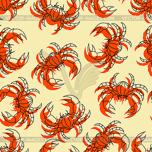 Crab pattern seamless. Sea cancer background. Sea - vector clipart