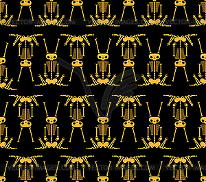 Skeleton Rabbit cartoon pattern seamless. Skull har - vector clip art