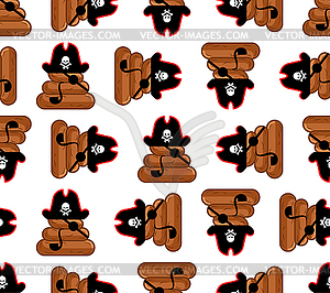 Shit pirate pattern seamless. filibuster turd in - vector clip art