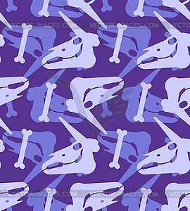 Unicorn skull pattern seamless. Magic horse with - vector image