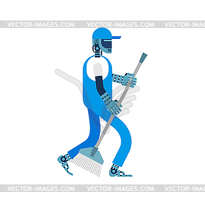 Robot cleaner . Cyborg janitor of future. ill - vector clipart