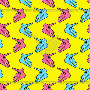 Unicorn skull pattern seamless. Magic horse with - vector image