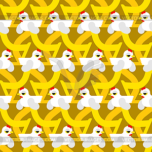 Chicken pattern seamless. hen background. farm - vector image