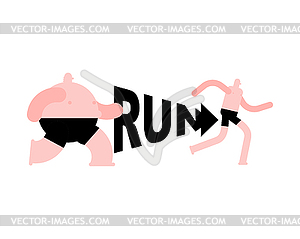 Running for weight loss. Fat person turns into - vector image