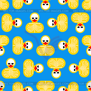 Rubber duck skeleton pattern seamless. Bone toy - vector EPS clipart