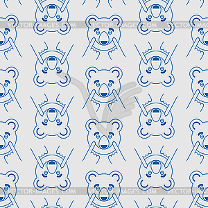 Bear smile pattern seamless. Beast counterfeit joy - vector image