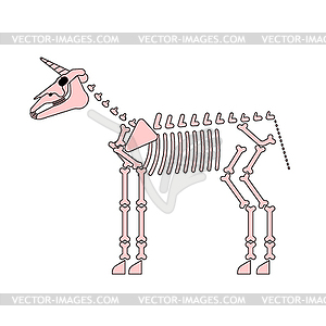 Unicorn skeleton . Magic horse with horn bones. i - vector clipart