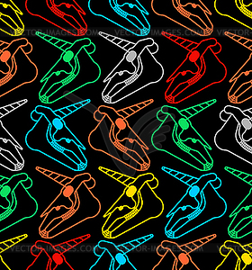 Unicorn skull pattern seamless. Magic horse with - vector image