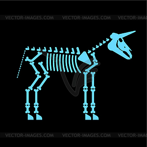 Единорог скелет . Волшебная лошадь с рогом костями. я - векторный эскиз