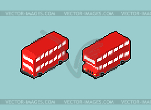 London Red double decker pixel art. pixelated UK - vector image