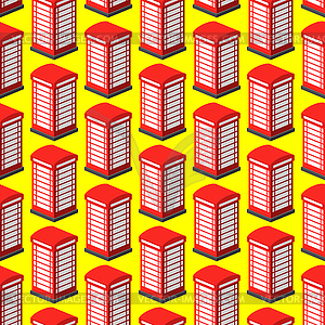 Red telephone booth pattern seamles. London landmar - vector image