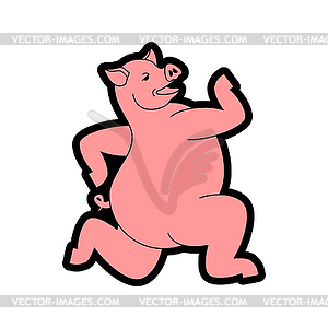 Running pig . swine run - vector clipart