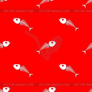 Fish skeleton pattern seamless. Fish skull - vector image