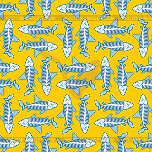 Shark skeleton pattern seamless. fish skull - vector clip art