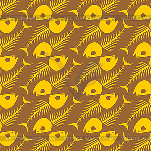 Fish skeleton pattern seamless. Fish skull - vector image