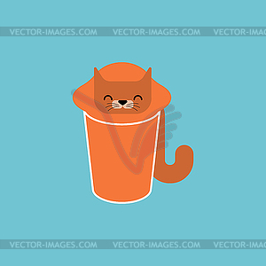 Cat inside jar . kitten inside transparent glass pot - vector EPS clipart