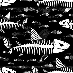 Fish skeleton pattern seamless. Shark skull - vector clip art