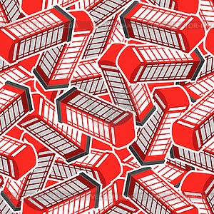 Red telephone booth pattern seamles. London landmar - vector clipart