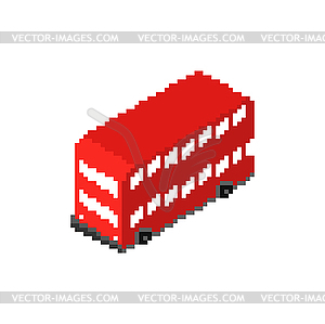 London Red double decker pixel art. pixelated UK - vector clipart