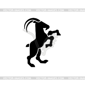Goat Heraldic animal silhouette. Fantastic Beast. - white & black vector clipart