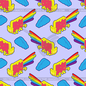 Rainbow cat sandwich pattern seamless. pet texture - vector clip art