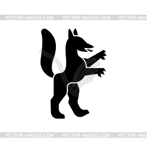 Fox Heraldic animal linear style. Fantastic Beast. - vector image