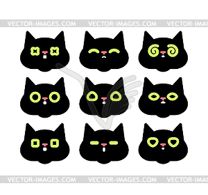 Cat faces set. Cats different face - vector clipart