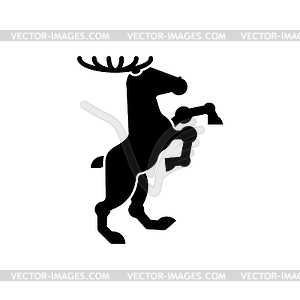 Deer Heraldic animal silhouette. Fantastic Beast. - vector image