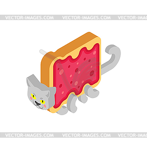 Cat sandwich with jam . edible pet - vector clipart