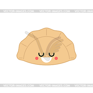 Jiaozi cartoon cute Chinese dumplings . - vector clipart