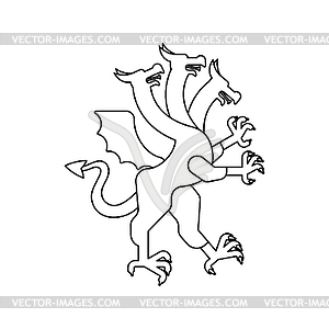 Hydra Heraldic animal linear style. Fantastic Beast - vector clipart