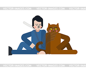 Lover cat Back to back. Loving couple Boyfriend - color vector clipart