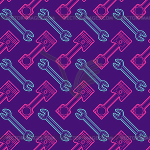 Engine piston and Wrench pattern seamless. - vector clip art