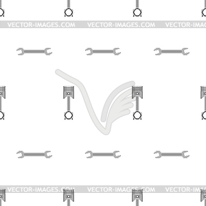 Engine piston and Wrench pixel art pattern seamless - vector image