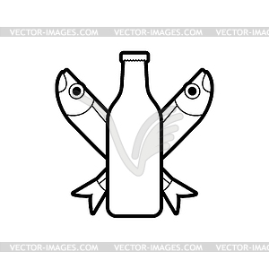 Beer and dry fish sign for alehouse. Beer house - vector image