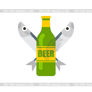 Beer and dry fish sign for alehouse. Beer house - vector clip art