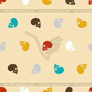 Skull pattern seamless. skeleton head background. - vector image