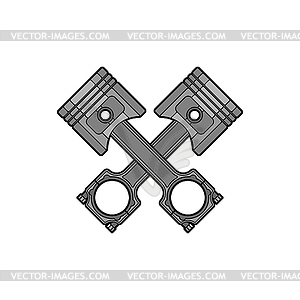 Engine piston crossed sign. motorcycle pistons icon - vector image