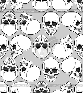 Skull pattern seamless. skeleton head background. - vector clipart