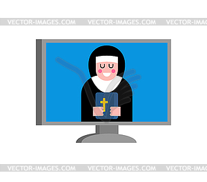 Preaching online. Prayer online. sermon and - vector image