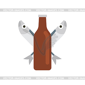 Beer and dry fish sign for alehouse. Beer house - vector clip art