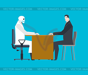 Death doctor and patient. Doctor Grim Reaper and - vector clipart