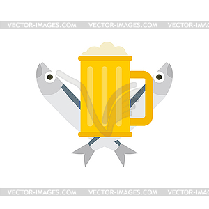 Beer and dry fish sign for alehouse. Beer house - vector clip art