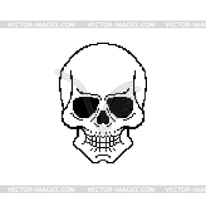 Anatomical skull pixel art. 8 bit skeleton head. - vector clipart